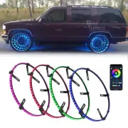 17.5'' RGB LED Wheel Ring Lights Rim Light Bluetooth App For Chevy Tahoe Sport