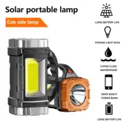 Portable LED Flashlight COB Work Light Torch Solar USB Rechargeable Camping Lamp