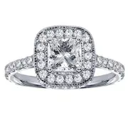 1.75 CT Pave Set Diamond Encrusted Princess Engagement Ring in Platinum New!