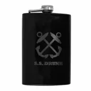 8oz BLACK SS Drunk Flask