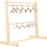 TOYANDONA Wooden Doll Coat Rack Dress Hanger for Dollhouse Storage for Boys and Girls