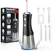 Vexloria Portable Oral Irrigator, Dental Irrigator with 4 Nozzles, 3 Modes, Water Flosser IPX7 Waterproof 300 ml, USB-C Rechargeable, Interdental Cleaner for Home & Travel