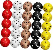 FRCOLOR 25pcs Wooden Dice for Playing Games Party Activities and Board Games Lightweight Portable Sided Dices for Family Fun and Relaxation