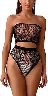 [Generic] Women One Piece Lingerie Lace Bodysuit Deep Mini Perspective strapless sexy sex suit