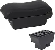 Compatible for Skoda Fabia 2 Armrest 2008-2013 Center Console Storage Box Armrest with Cup Holder 2009 2010 2011 2012(B1 Black line 3 USB)