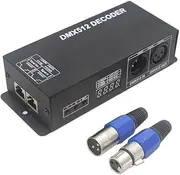 XLR and RJ45 12V DMX 512 8A 4 Channel XLR RJ45 Interface Decoder Controller for 5050 RGB RGBW LED Strip Light with 1 Pair XLR Connectors