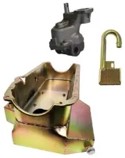 NEW SBC OIL PAN, MELLING HV OIL PUMP, & PICKUP,8 QUART,SMALL BLOCK CHEVY,2 PIECE
