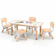 Costway Activity Table & 4 Chairs Height Adjustable Toy Play Desk w/Graffiti Desktop Art Craft Study