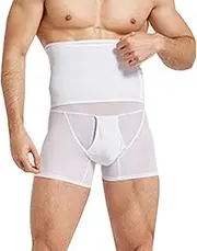 [Generic] Men Compression Body Shaper, Hooks High Waist Underwear Shorts, Ultra Thin Breathable Butt Shaper Everyday Wear