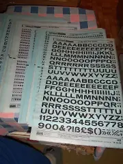 bb. NOS Letraset Lettering 10 x 15 Sheet Various Fonts Sizes Use Drop-Down Box