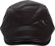 [Yardenfun] Stylish Flat Cap for Men Warm and Comfortable Pu Hat Earflaps for Cold Days Coffee