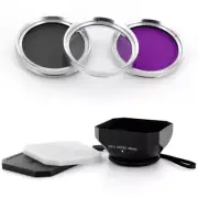 46mm DV-s Lens Hood + UV-CPL-FLD Filter Kit for JVC GZ-HD7 MG555 HD3 Camcorder