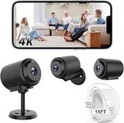 BUISAMG 4K Security Camera, WiFi Mini Wireless for Baby & Pets, Real-Time Monitoring with App SD Card Storage Portable Surveillance, Night Vision for Indoor, with 15FT Cable