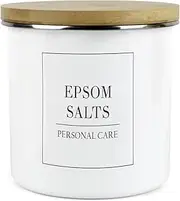 Minimalist Range Epsom Salts Storage Canister - White Metal Enamel Kitchen And Bathroom Storage Container