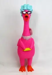 NEW Ja-Ru Squawkin’ Pink Grandma Squeezable Noisy Rubber Chicken Toy Story