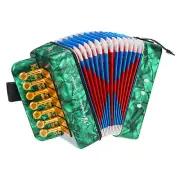 Accordion 10 Keys Bass Button Accordion Mini Musical Instrument Green