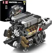 [Mould King] 10131 Dual V8 Engine Building Set, W16 Cylinder Motor Model Block Kit MOC, STEM Gift Toy to Build for Adult Kid Aged 14+ 952pcs