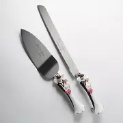 Bride Groom Cake Server Set Wedding Cake Knife and Silver Blade Server Set Boxed