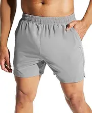 [MIER] Men's 5 Inch Running Athletic Shorts with Pockets Quick Dry Lightweight Gym Workout Shorts, Elastic Waist