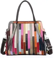 [Segater] Women's Multicoloured Shopping Bag Genuine Leather Handbag Colourful Patchwork Large Shoulder Bag Shopper Bags Large Crossbody Hobo Handbag
