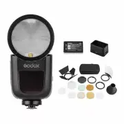 Godox V1-P Round Head Flash for Pentax + AK-R1 Accessory Head Kit - Bundle