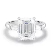 4.50ct Emerald Cut Moissanite Solitaire Engagement Ring 925 Sterling Silver