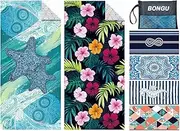 BonGu Beach Towel Sand Free 180x90cm 2 Pack with Travel Bag, Quick Dry Pool Towels Oversized Travel Towel Lightweight for Beach Party, Pool,Baths Large Towels (Starfish & Flowers)