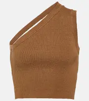 [Jacquemus] Jacquemus La Maille Ascu linen-blend crop top UK 10 brown