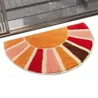 Sun Bath Mat Half Round Shower Rug 16x30in Semi Mat Water Absorbent Bath Rug