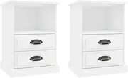 'vidaXL Modern Bedside Cabinets in White - Engineered Wood - Timeless Design - 2 Drawers, 1 Open Compartment - (Set of 2) - 43x36x60 cm