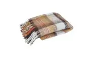 J Elliot Aiden Navy Multi Faux Mohair Throw Rug With Fringe 130 X 160Cm Throws & Afghans