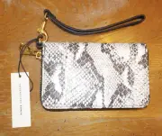 Aimee Kestenberg Leather Wallet Zip Around Dixon Wristlet Vanilla Snake NWT