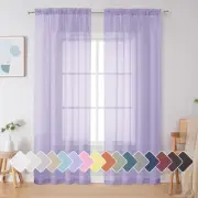 Simplebrand Lavender Sheer Curtains 84 Inches Long, Light Filtering Rod Pocke...