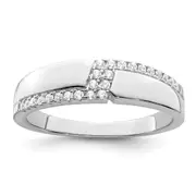 Sterling Silver Brilliant Embers Rhodium-Plated 24 Stone Micro Pav Cz Men'S Ring