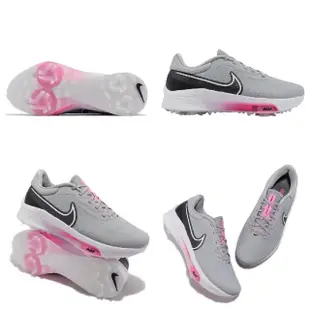 【NIKE 耐吉】高爾夫球鞋 Air ZM Infinity Tour Next% 男鞋 女鞋 寬楦 灰 粉紅 高球 鞋釘(DM8446-060)