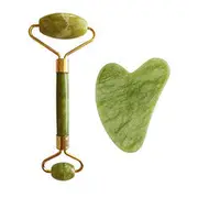 Palsar 7 Light Green Xiuyan Jade Roller Set and Gua Sha (green xiuyan jadeite)