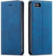 QLTYPRI Case for iPhone 16 e (6.1 inches), Premium Thin Leather Mobile Phone Case with Card Slot, Stand, Flip Protective Case, Compatible with iPhone 16 e - Blue