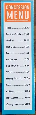 American Girl Doll Sport CONCESSION STAND MENU 9" x 3" Poster NEW out of pack