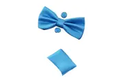 Mens Light Blue Matching Bow Tie, Pocket Square & Cuff Links Set