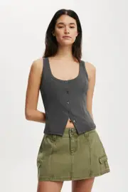 [Cotton On Women] Cotton On Women - Lily Button Through Tank - Burnt ember XL BURNT EMBER