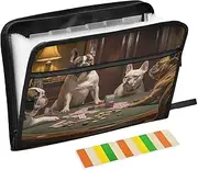 PDZRMY Bulldog Play Poker Table Expanding Filing Folder, 13 Pockets Expandable Document Organizer Folder with Zipper Closure for Home Office A4 Letter Size Paper Document