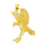 14K Gold Eagle Catching A Fish Pendant