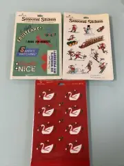 VTG Lot Of 3 HALLMARK Self Adhesive Stickers CHRISTMAS GEESE & 2 Other Designs.