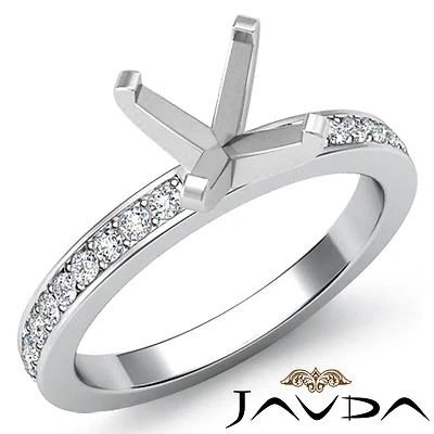Asscher Semi Mount Pave Setting Diamond Women Wedding Ring Platinum 950 0.5Ctw