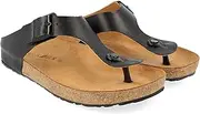 [HAFLINGER] Bio Memphis Mules, Toe Separator, Unisex, Leather, Black, 9 US