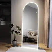 ELEGANT Full Length Mirror, 160×60cm Arch LED Mirror, Smart Touch and 3 Color Modes, Wall Mounted Lighted Mirror, Free Standing Mirror, Large Vanity Mirror for Bedroom, Cloakroom