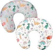 WINGHENLEE Nursing Pillow Cover 2 Pack, Removable Nursing Pillow Cover Boy Girl, Suitable for Breastfeeding, Bottle Feeding, Super Soft Stretchy Breastfeeding Pillow Cover, Dinosaur(Only Cover)