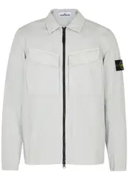 Stone Island Black Garment-dyed Cotton Overshirt - Grey S