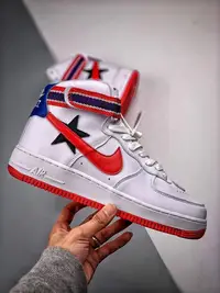 在飛比找Yahoo!奇摩拍賣優惠-Nike Air Force 1 Hi 白紅 黑五角星 皮革