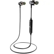 X660BL Bluetooth Headphones Dual Driver Earphones Wireless Headset with Mic Bass Stereo Earbuds Black